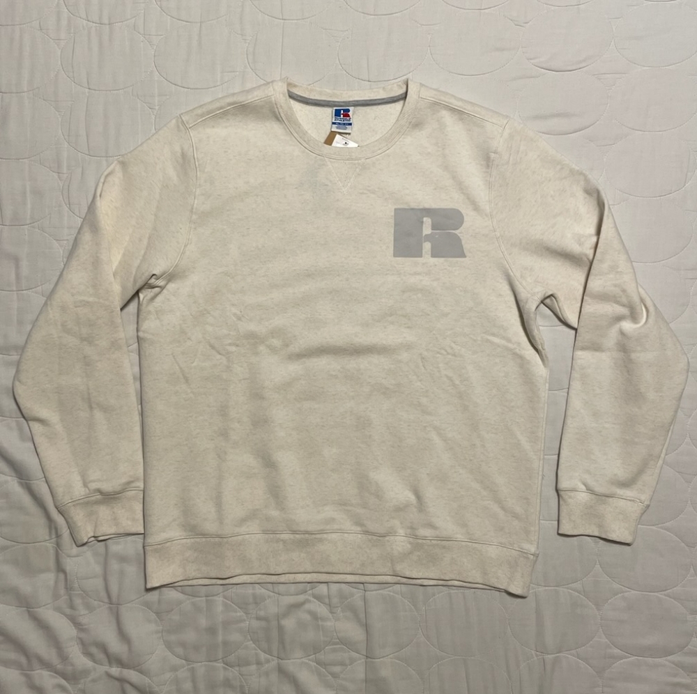 Russell Athletic logo sweatshirt cream gray men's size XL